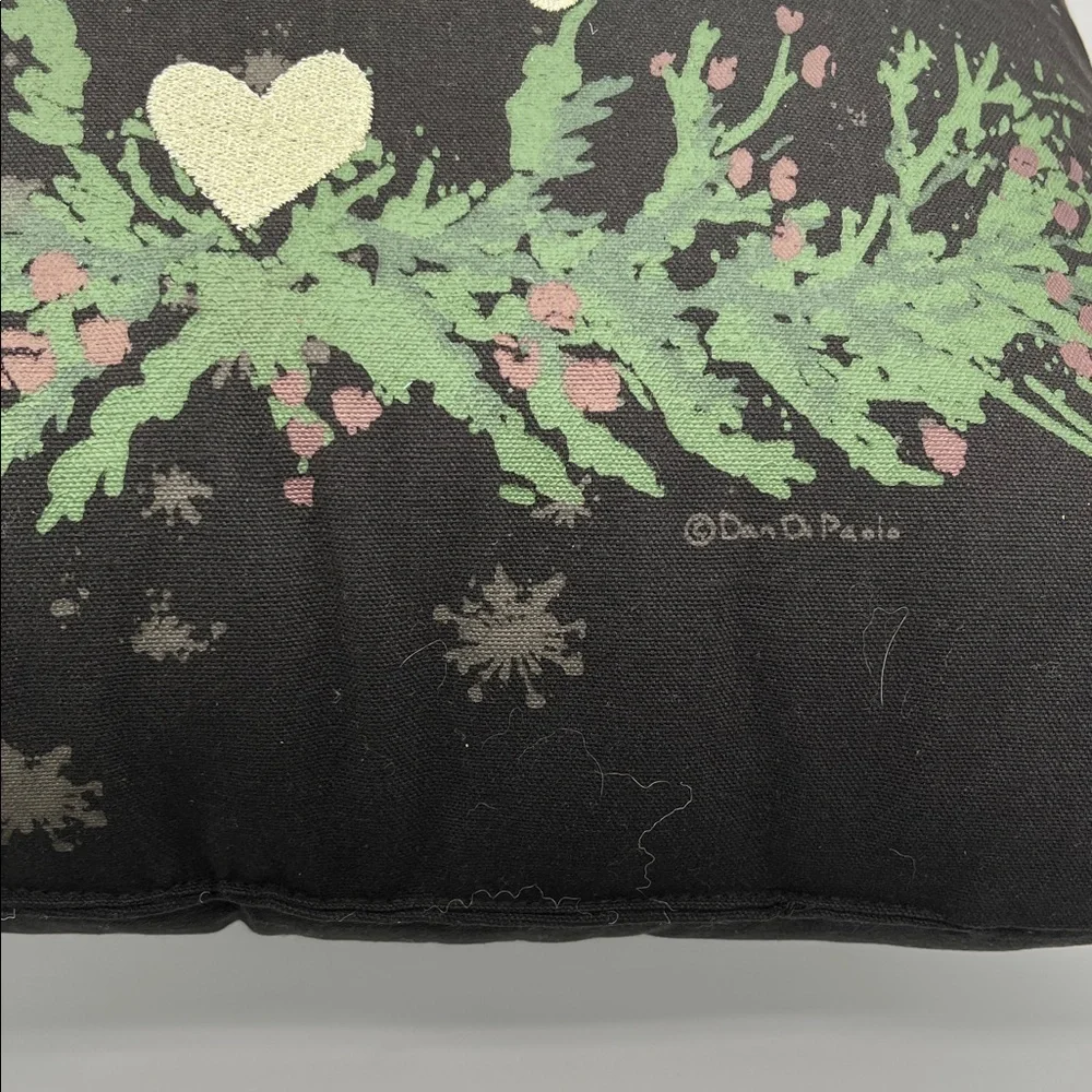 Primitives by Kathy welcome Christmas into your heart Pillow Black Green Square